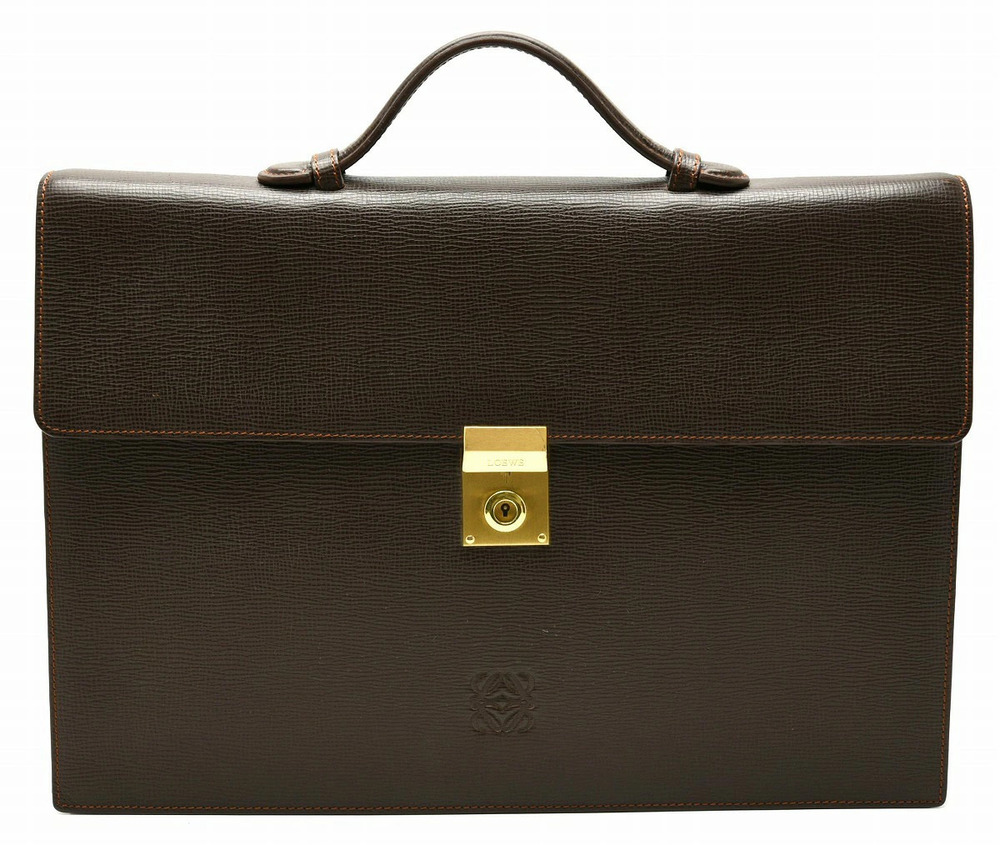 Loewe Briefcase Business Bag Case Leather Dark Brown